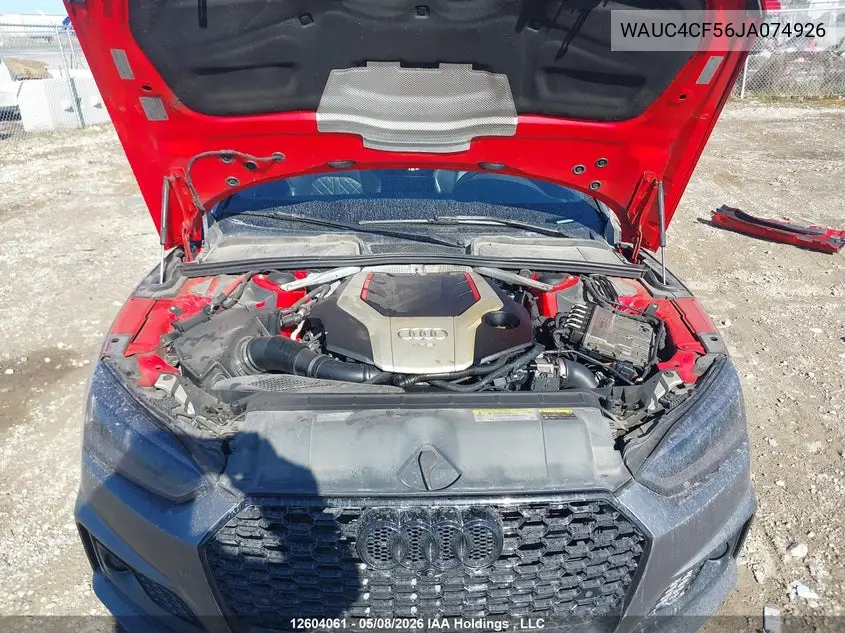 2018 Audi S5 3.0T Technik VIN: WAUC4CF56JA074926 Lot: 12604061