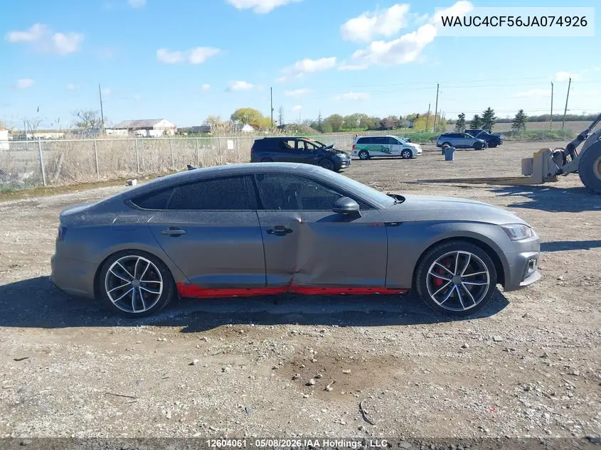 2018 Audi S5 3.0T Technik VIN: WAUC4CF56JA074926 Lot: 12604061