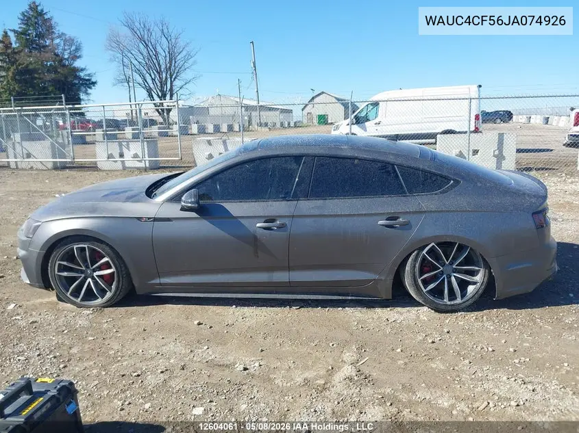 2018 Audi S5 3.0T Technik VIN: WAUC4CF56JA074926 Lot: 12604061
