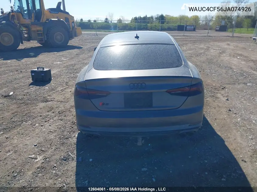 2018 Audi S5 3.0T Technik VIN: WAUC4CF56JA074926 Lot: 12604061