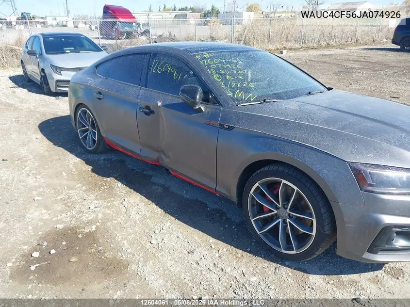 2018 Audi S5 3.0T Technik VIN: WAUC4CF56JA074926 Lot: 12604061
