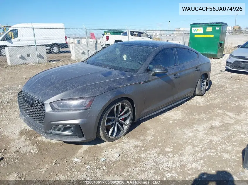 2018 Audi S5 3.0T Technik VIN: WAUC4CF56JA074926 Lot: 12604061