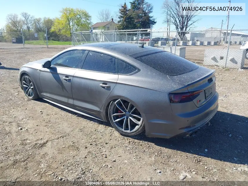 2018 Audi S5 3.0T Technik VIN: WAUC4CF56JA074926 Lot: 12604061