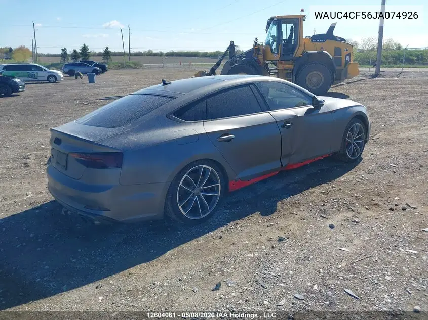 2018 Audi S5 3.0T Technik VIN: WAUC4CF56JA074926 Lot: 12604061
