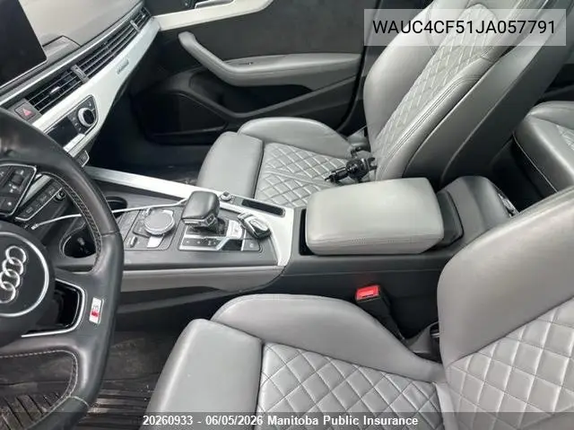 2018 Audi S5 3.0T Quattro VIN: WAUC4CF51JA057791 Lot: 20260933