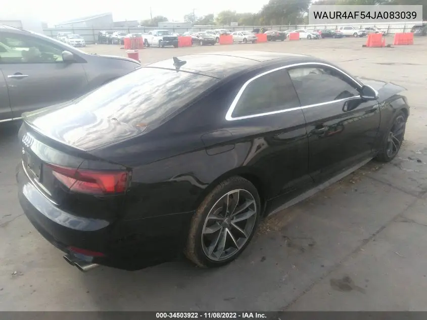 2018 Audi S5 3.0T Premium Plus VIN: WAUR4AF54JA083039 Lot: 34503922