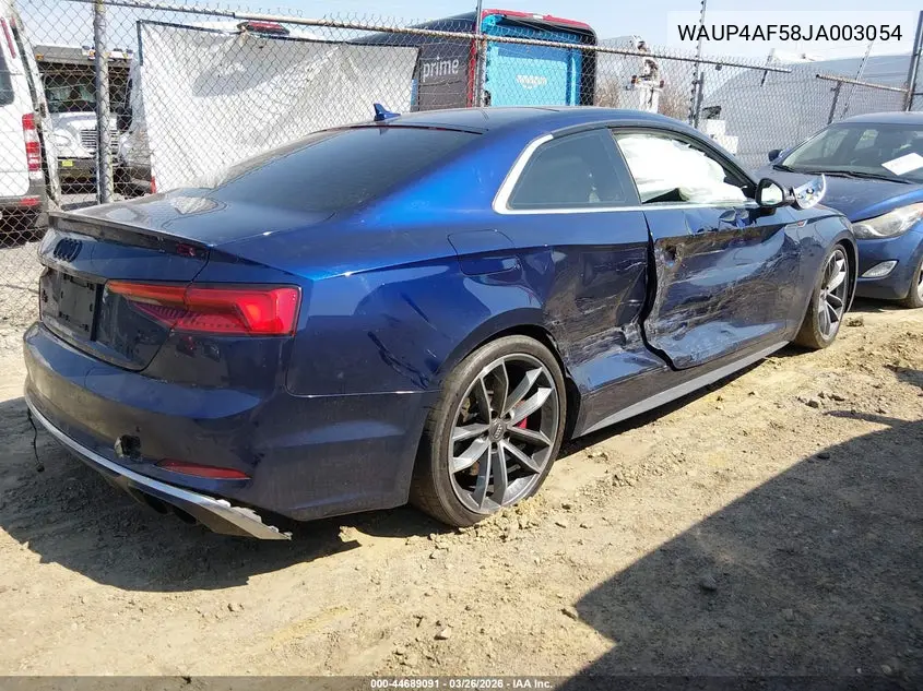 2018 Audi S5 3.0T Premium Plus VIN: WAUP4AF58JA003054 Lot: 44689091