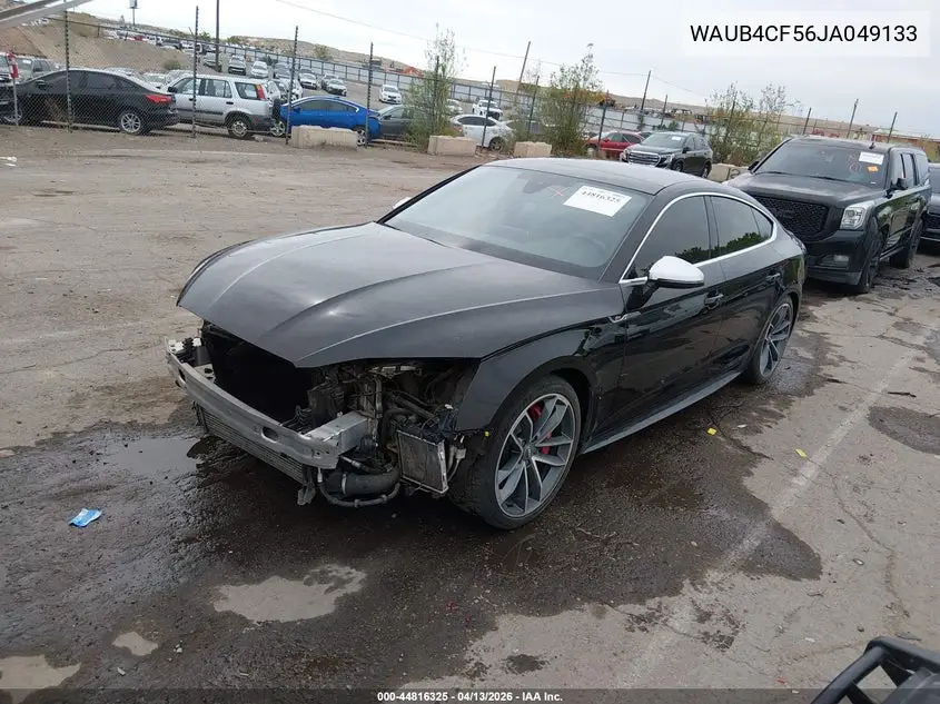 2018 Audi S5 3.0T Premium Plus VIN: WAUB4CF56JA049133 Lot: 44816325