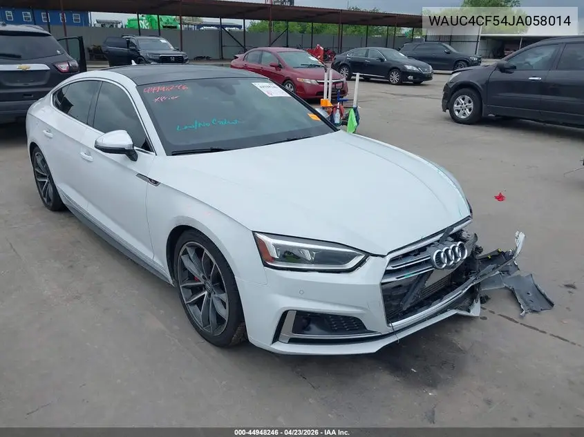 2018 Audi S5 3.0T Premium Plus VIN: WAUC4CF54JA058014 Lot: 44948246
