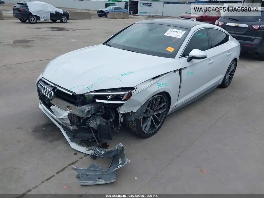 2018 Audi S5 3.0T Premium Plus VIN: WAUC4CF54JA058014 Lot: 44948246