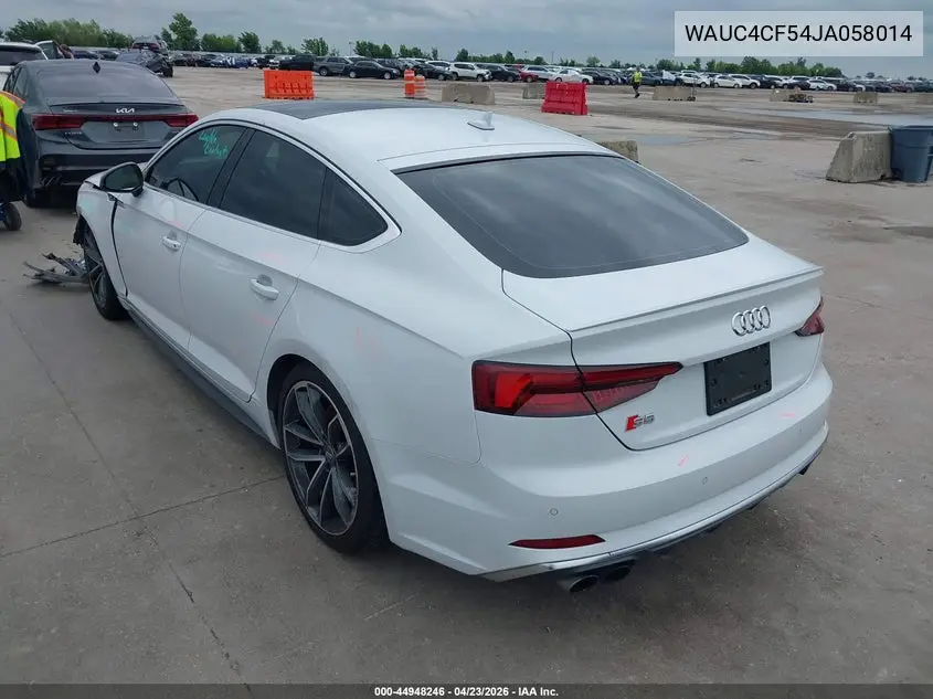 2018 Audi S5 3.0T Premium Plus VIN: WAUC4CF54JA058014 Lot: 44948246