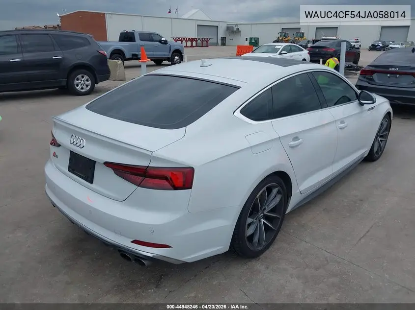 2018 Audi S5 3.0T Premium Plus VIN: WAUC4CF54JA058014 Lot: 44948246