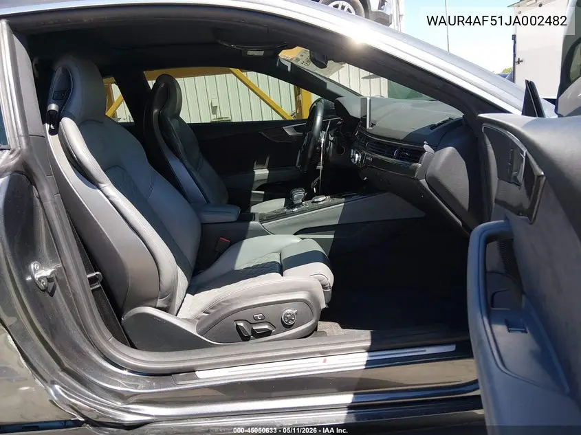 2018 Audi S5 3.0T Premium Plus VIN: WAUR4AF51JA002482 Lot: 45050633