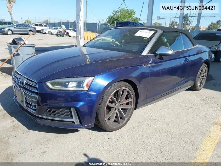 2018 Audi S5 3.0T Premium Plus VIN: WAUY4GF53JN004421 Lot: 45054253