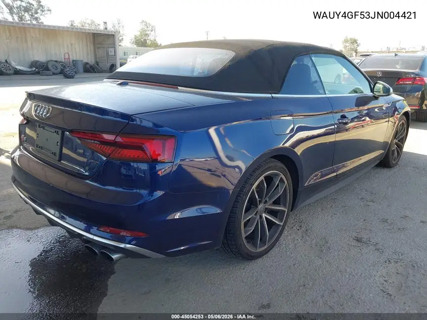 2018 Audi S5 3.0T Premium Plus VIN: WAUY4GF53JN004421 Lot: 45054253