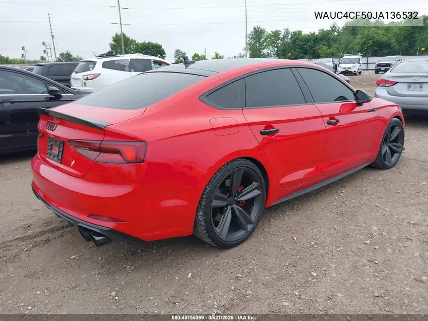 2018 Audi S5 3.0T Premium Plus VIN: WAUC4CF50JA136532 Lot: 45155399