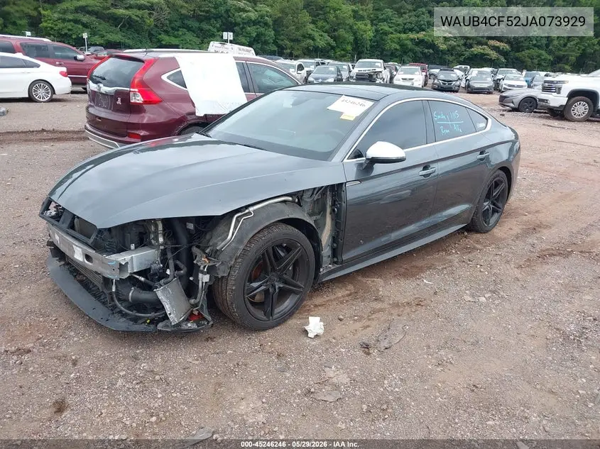 2018 Audi S5 3.0T Premium Plus VIN: WAUB4CF52JA073929 Lot: 45246246