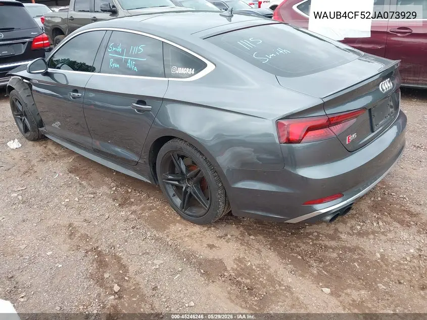 2018 Audi S5 3.0T Premium Plus VIN: WAUB4CF52JA073929 Lot: 45246246