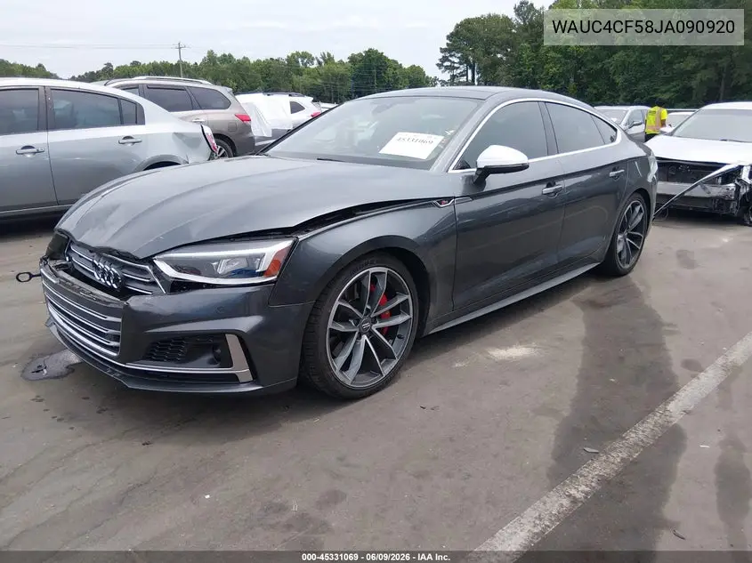 2018 Audi S5 3.0T Premium Plus VIN: WAUC4CF58JA090920 Lot: 45331069