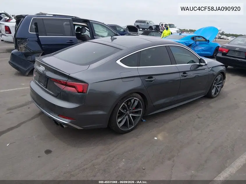 2018 Audi S5 3.0T Premium Plus VIN: WAUC4CF58JA090920 Lot: 45331069