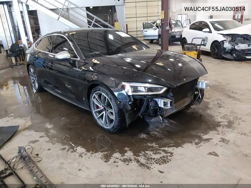 2018 Audi S5 3.0T Premium Plus VIN: WAUC4CF55JA030514 Lot: 45355201