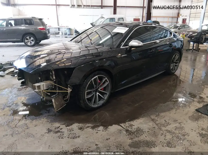 2018 Audi S5 3.0T Premium Plus VIN: WAUC4CF55JA030514 Lot: 45355201