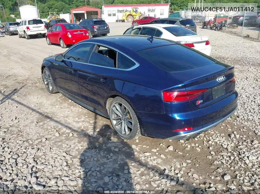 2018 Audi S5 3.0T Premium Plus VIN: WAUC4CF51JA011412 Lot: 45365508