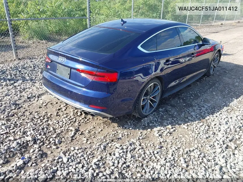 2018 Audi S5 3.0T Premium Plus VIN: WAUC4CF51JA011412 Lot: 45365508