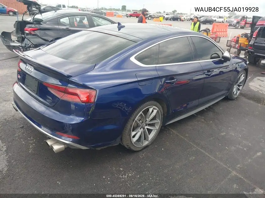 2018 Audi S5 3.0T Premium Plus VIN: WAUB4CF55JA019928 Lot: 45369291