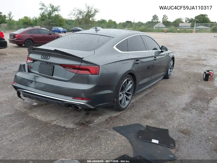 2018 Audi S5 3.0T Premium Plus VIN: WAUC4CF59JA110317 Lot: 45406209