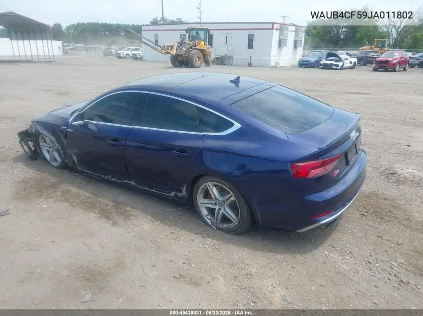 2018 Audi S5 3.0T Premium Plus VIN: WAUB4CF59JA011802 Lot: 45439831