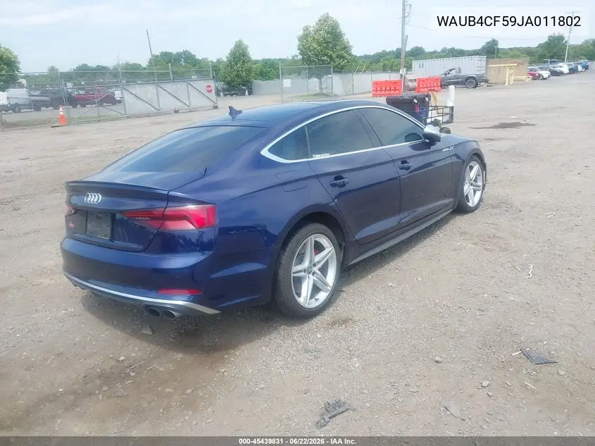 2018 Audi S5 3.0T Premium Plus VIN: WAUB4CF59JA011802 Lot: 45439831