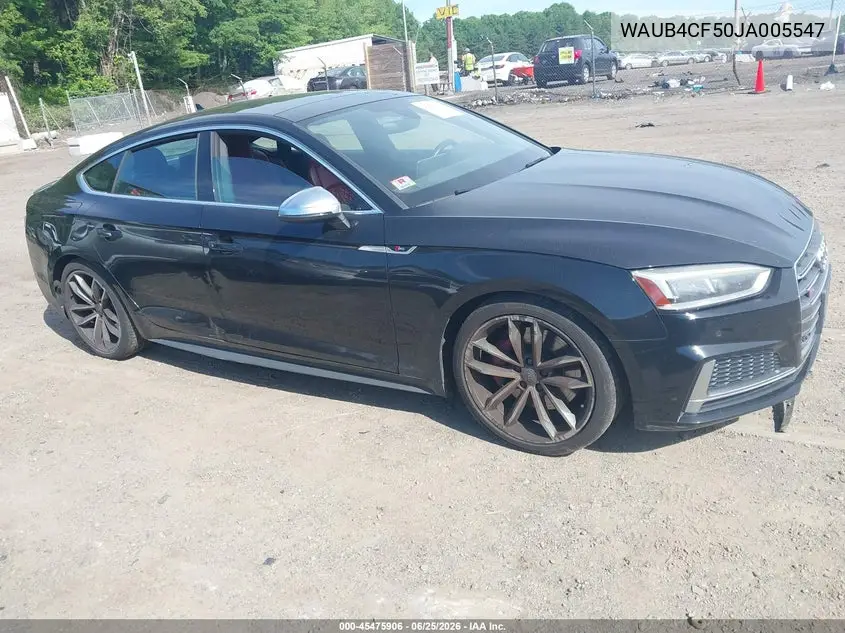 2018 Audi S5 3.0T Premium Plus VIN: WAUB4CF50JA005547 Lot: 45475906
