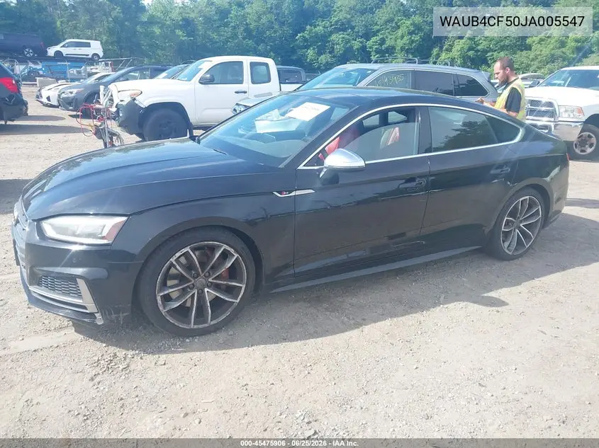 2018 Audi S5 3.0T Premium Plus VIN: WAUB4CF50JA005547 Lot: 45475906
