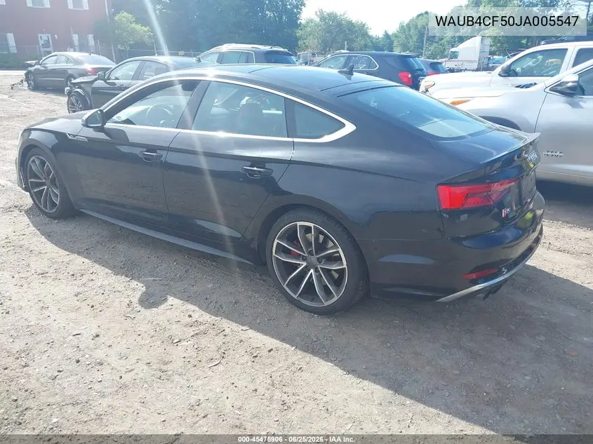 2018 Audi S5 3.0T Premium Plus VIN: WAUB4CF50JA005547 Lot: 45475906