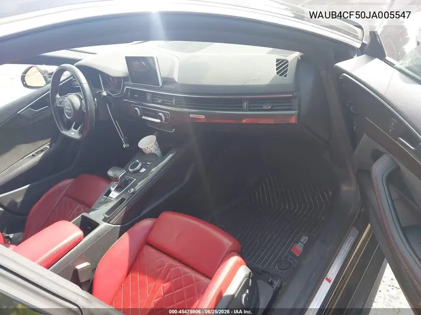 2018 Audi S5 3.0T Premium Plus VIN: WAUB4CF50JA005547 Lot: 45475906