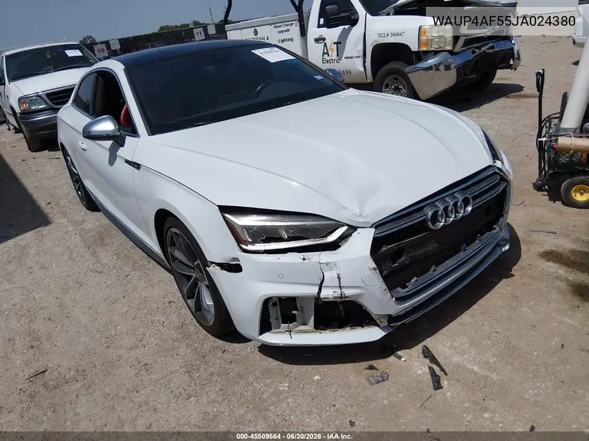 2018 Audi S5 3.0T Premium Plus VIN: WAUP4AF55JA024380 Lot: 45509564
