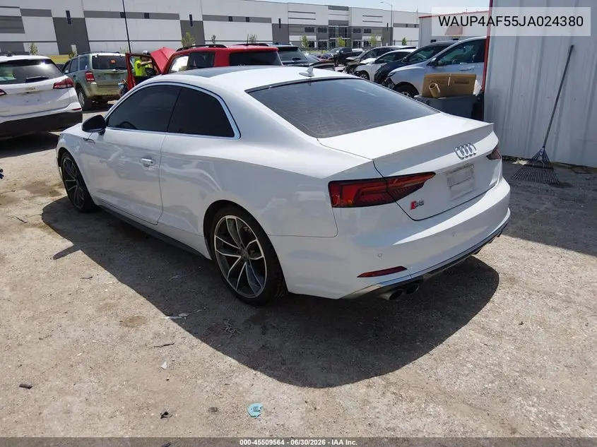 2018 Audi S5 3.0T Premium Plus VIN: WAUP4AF55JA024380 Lot: 45509564