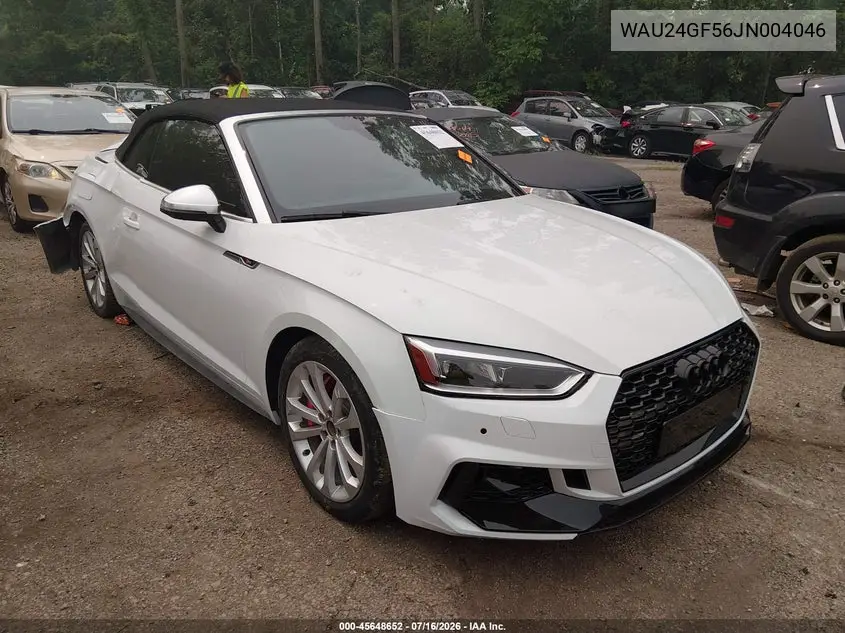 2018 Audi S5 3.0T Premium Plus VIN: WAU24GF56JN004046 Lot: 45648652