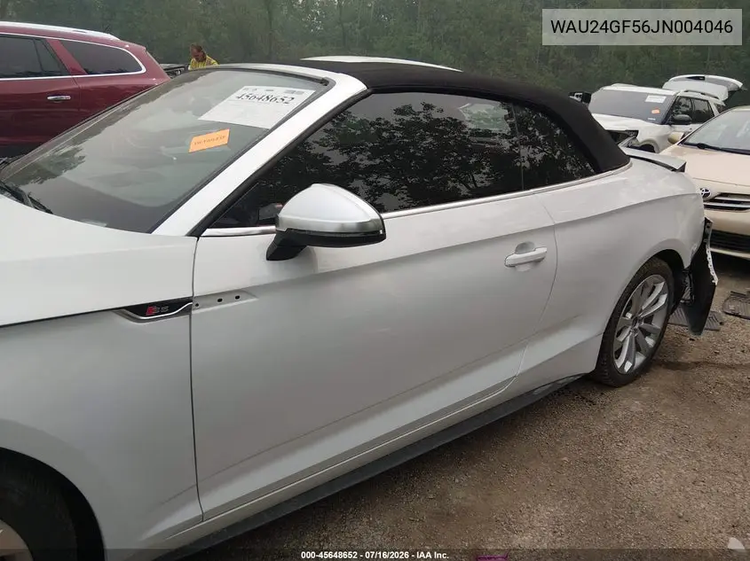 2018 Audi S5 3.0T Premium Plus VIN: WAU24GF56JN004046 Lot: 45648652