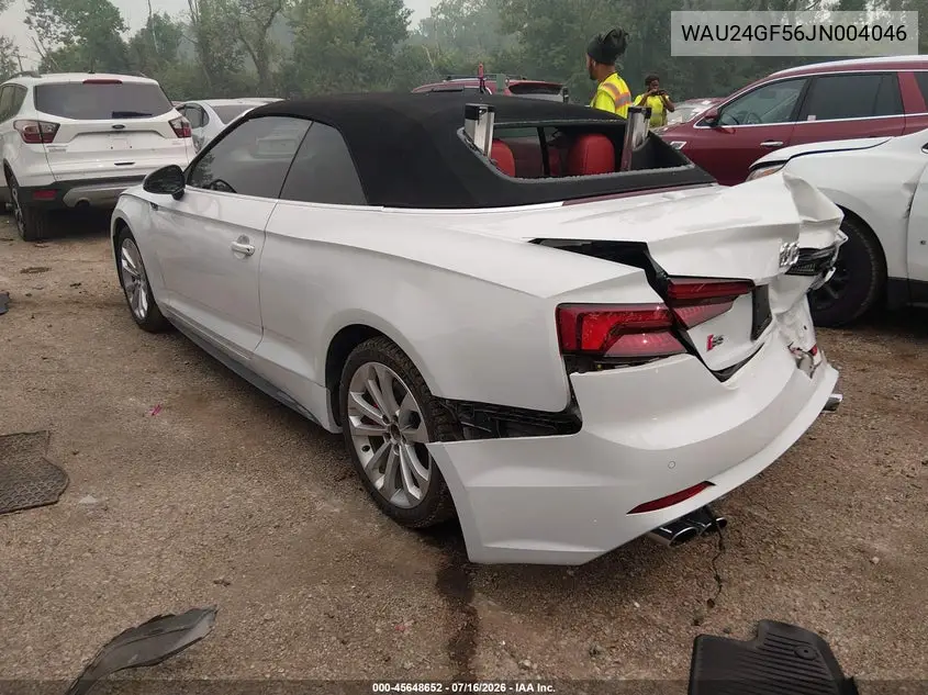 2018 Audi S5 3.0T Premium Plus VIN: WAU24GF56JN004046 Lot: 45648652