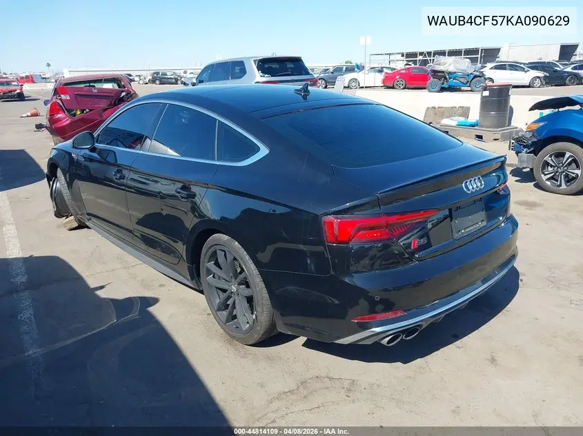 2019 Audi S5 3.0T Premium VIN: WAUB4CF57KA090629 Lot: 44814109