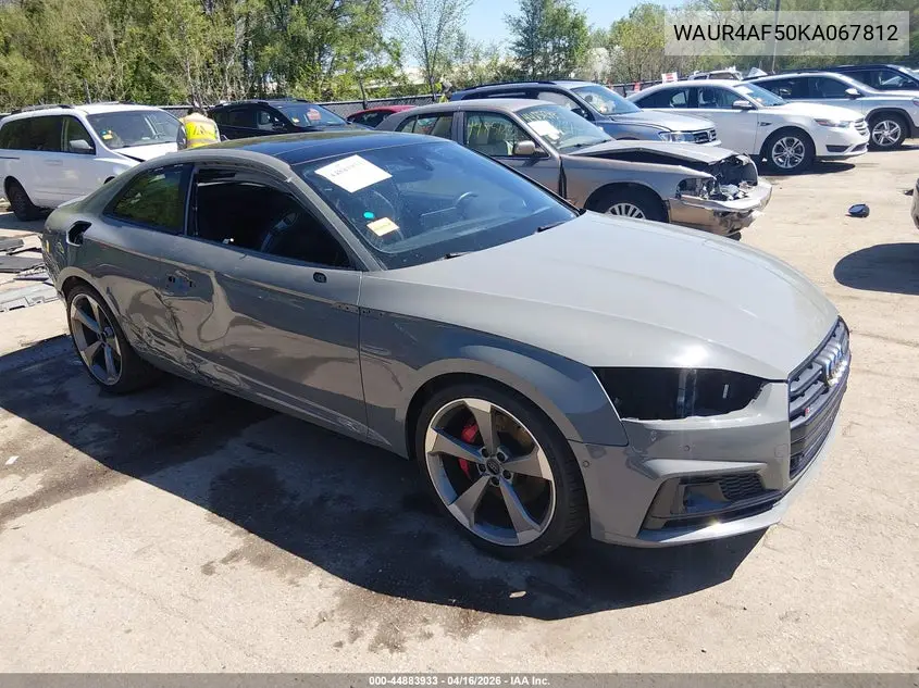 2019 Audi S5 3.0T Premium VIN: WAUR4AF50KA067812 Lot: 44883933