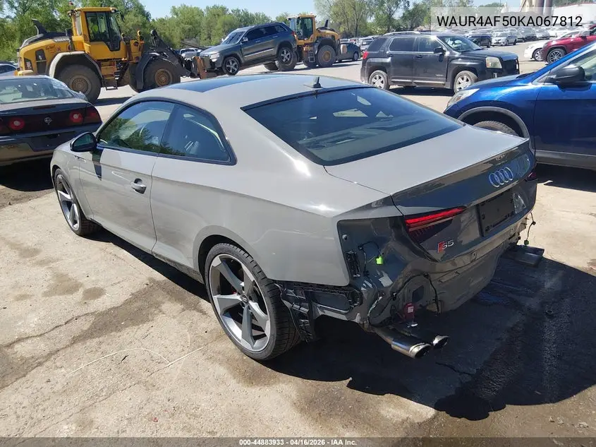 2019 Audi S5 3.0T Premium VIN: WAUR4AF50KA067812 Lot: 44883933