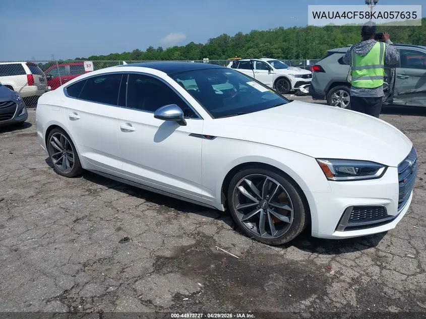 2019 Audi S5 3.0T Premium VIN: WAUA4CF58KA057635 Lot: 44973727