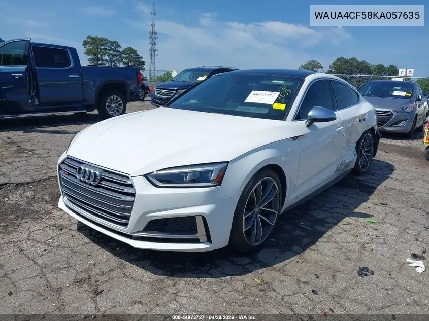 2019 Audi S5 3.0T Premium VIN: WAUA4CF58KA057635 Lot: 44973727
