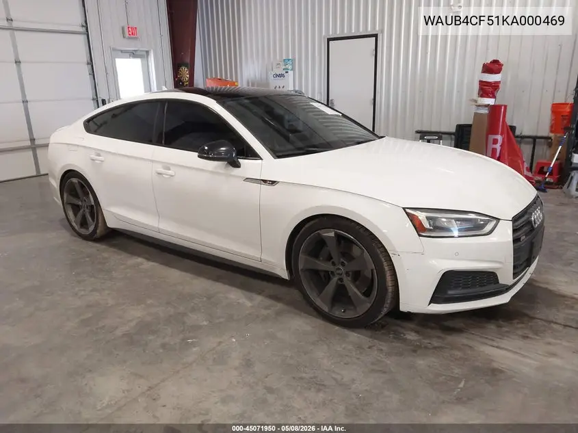2019 Audi S5 3.0T Premium VIN: WAUB4CF51KA000469 Lot: 45071950