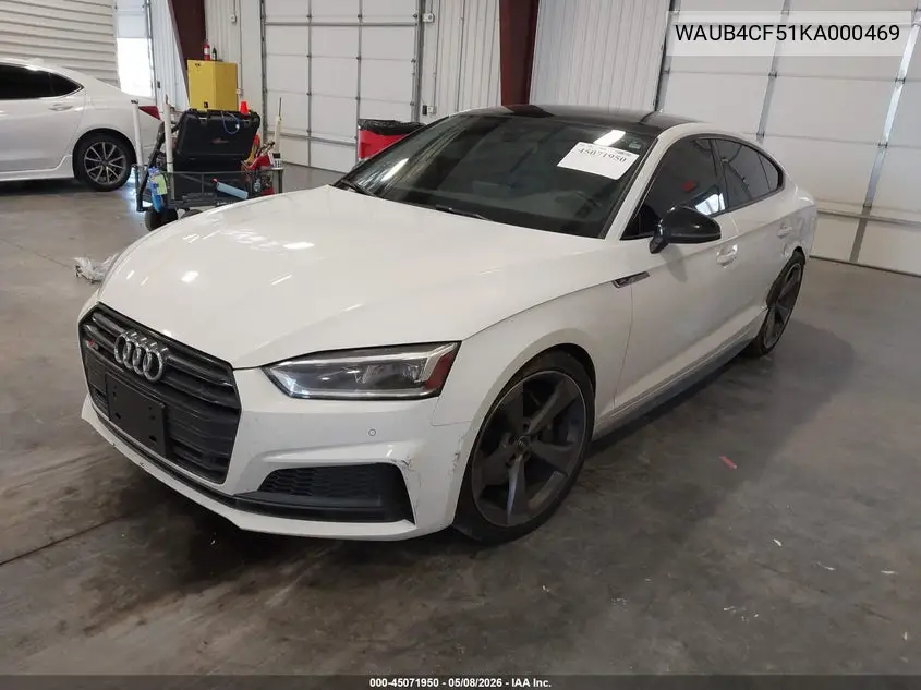 2019 Audi S5 3.0T Premium VIN: WAUB4CF51KA000469 Lot: 45071950