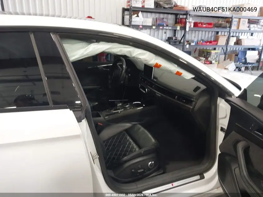 2019 Audi S5 3.0T Premium VIN: WAUB4CF51KA000469 Lot: 45071950
