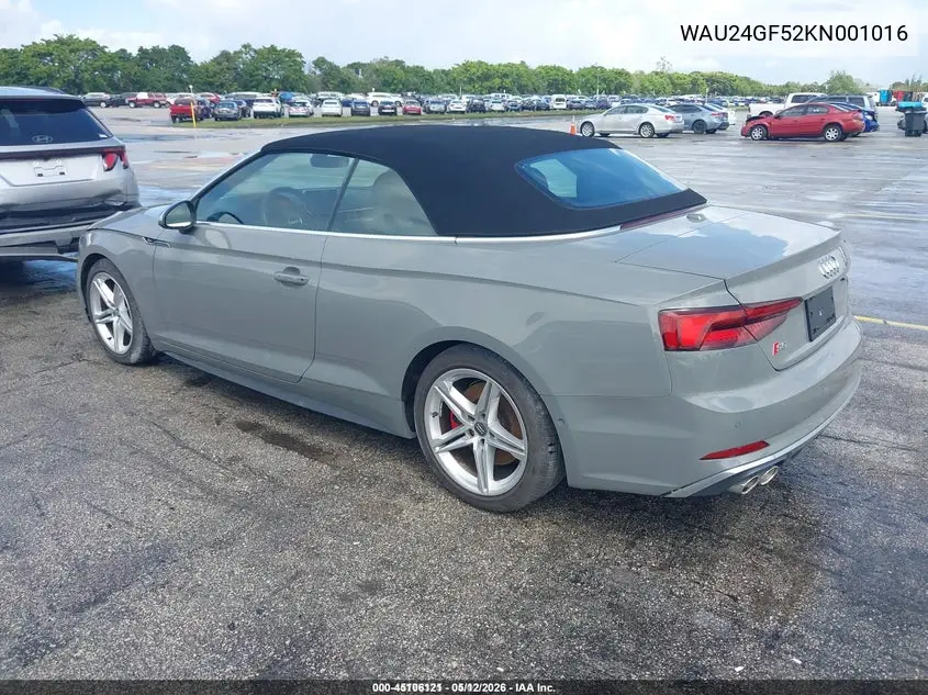 2019 Audi S5 3.0T Premium Plus VIN: WAU24GF52KN001016 Lot: 45106121